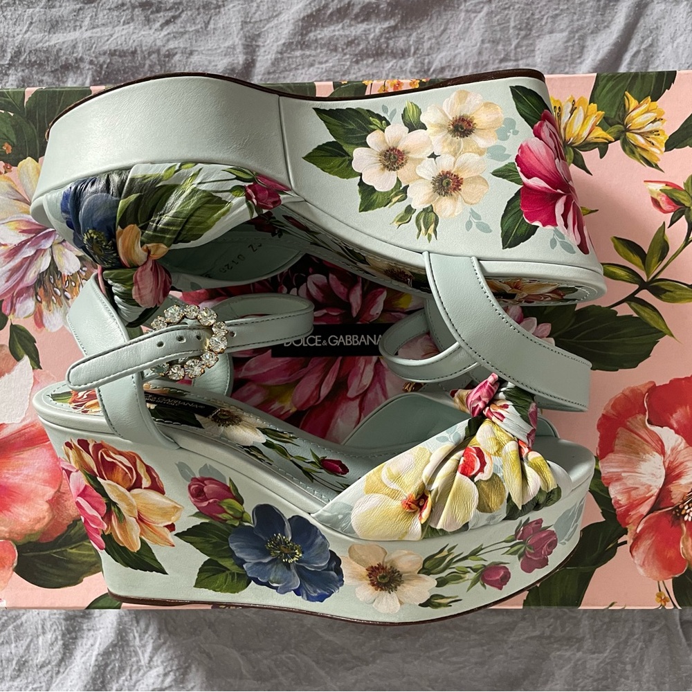 Dolce & Gabbana Floral Wedge Sandals